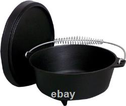 Cocotte en fonte de fer 8 qt avec pieds, noire, couvercle à charbon, fonte assaisonnée CI8SCFA avec pieds en fonte
