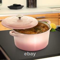 Cocotte en fonte émaillée 7Qt Artisan, rose pâle avec couvercle, durable et élégante