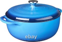 Cocotte en fonte émaillée Lodge 7,5 quart avec couvercle bleu caraïbe double