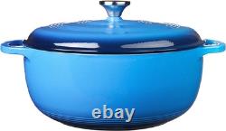 Cocotte en fonte émaillée Lodge 7,5 quart avec couvercle bleu caraïbe double