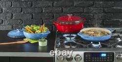 Cocotte en fonte émaillée Lodge 7,5 quart avec couvercle bleu caraïbe double