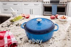 Cocotte en fonte émaillée Lodge 7,5 quart avec couvercle bleu caraïbe double
