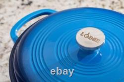 Cocotte en fonte émaillée Lodge 7,5 quart avec couvercle bleu caraïbe double