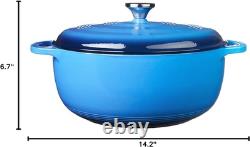 Cocotte en fonte émaillée Lodge 7,5 quart avec couvercle bleu caraïbe double