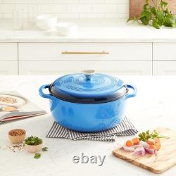 Cocotte en fonte émaillée Lodge 7,5 quart avec couvercle bleu caraïbe double
