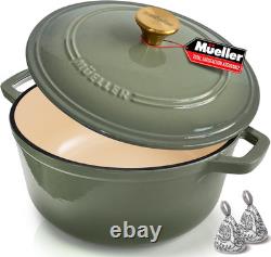 Cocotte en fonte émaillée MUELLER HOME de 6 quarts, ultra-robuste