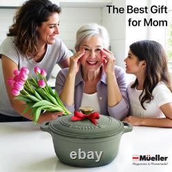 Cocotte en fonte émaillée MUELLER HOME de 6 quarts, ultra-robuste