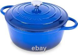 Cocotte en fonte émaillée avec couvercle de 6,4 quarts, casserole antiadhésive P
