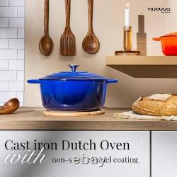Cocotte en fonte émaillée avec couvercle de 6,4 quarts, casserole antiadhésive P