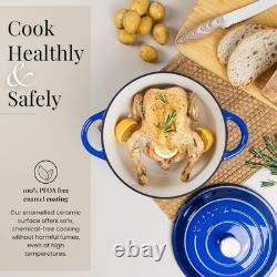 Cocotte en fonte émaillée avec couvercle de 6,4 quarts, casserole antiadhésive P
