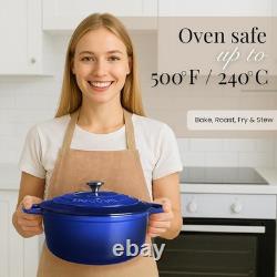 Cocotte en fonte émaillée avec couvercle de 6,4 quarts, casserole antiadhésive P