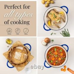 Cocotte en fonte émaillée avec couvercle de 6,4 quarts, casserole antiadhésive P
