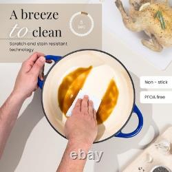 Cocotte en fonte émaillée avec couvercle de 6,4 quarts, casserole antiadhésive P
