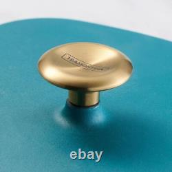 Cocotte en fonte émaillée carrée Tramontina 7qt couleur sarcelle, compatible avec le four