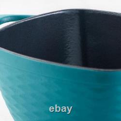 Cocotte en fonte émaillée carrée Tramontina 7qt couleur sarcelle, compatible avec le four