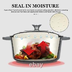 Cocotte en fonte émaillée de 5,5QT avec couvercle, livre de recettes et maniques en coton