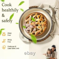 Cocotte en fonte émaillée de 5,5 QT avec couvercle, livre de recettes et manique en coton