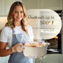 Cocotte en fonte émaillée de 5,5 QT avec couvercle, livre de recettes et manique en coton