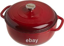 Cocotte en fonte émaillée de 6 quarts avec couvercle et poignées doubles, adaptée au four jusqu'à