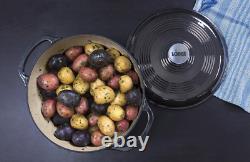 Cocotte en fonte émaillée de 6 quarts avec couvercle et poignées doubles, adaptée au four jusqu'à