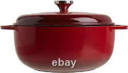 Cocotte en fonte émaillée de 6 quarts avec couvercle et poignées doubles, adaptée au four jusqu'à