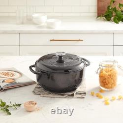 Cocotte en fonte émaillée de 6 quarts avec couvercle et poignées doubles, adaptée au four jusqu'à