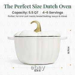 Cocotte en fonte émaillée en forme de citrouille 5,5 qt avec couvercle