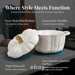 Cocotte en fonte émaillée en forme de citrouille 5,5 qt avec couvercle