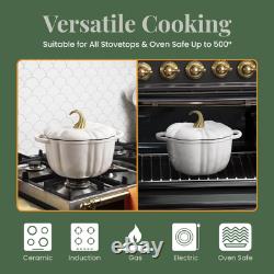 Cocotte en fonte émaillée en forme de citrouille 5,5 qt avec couvercle