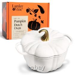 Cocotte en fonte émaillée en forme de citrouille 5,5 qt avec couvercle