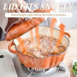 Cocotte en fonte en forme de citrouille, 4qt Cocotte en fonte émaillée