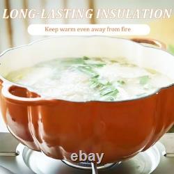 Cocotte en fonte en forme de citrouille, 4qt Cocotte en fonte émaillée