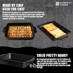 Cocotte en fonte pré-assaisonnée 2-en-1 avec couvercle de poêle, 6QT, plat à gratin 9X13