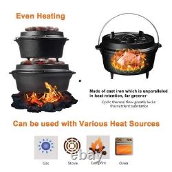 Cocotte en fonte pré-assaisonnée Overmont de 6,6 qt avec couvercle et lève-couvercle<br/> 