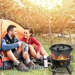 Cocotte en fonte pré-assaisonnée de 10 quarts avec poignée de levage du couvercle, Casserole