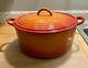 Cocotte Hollandaise Vintage Cousances En Fonte Orange Flamme Avec Couvercle 28 Cm 7,25 L