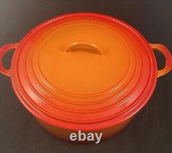 Cocotte hollandaise Vintage COUSANCES en fonte orange flamme avec couvercle 28 cm 7,25 L