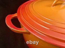 Cocotte hollandaise Vintage COUSANCES en fonte orange flamme avec couvercle 28 cm 7,25 L