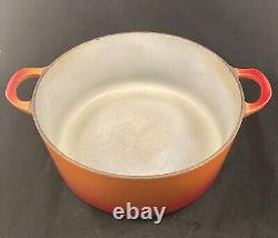 Cocotte hollandaise Vintage COUSANCES en fonte orange flamme avec couvercle 28 cm 7,25 L