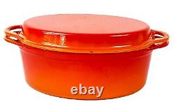 Cocotte ovale en fonte Le Creuset vintage 28 avec couvercle et grille Soleil 4-1/2 Qt