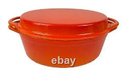 Cocotte ovale en fonte Le Creuset vintage 28 avec couvercle et grille Soleil 4-1/2 Qt