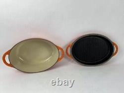 Cocotte ovale en fonte Le Creuset vintage 28 avec couvercle et grille Soleil 4-1/2 Qt