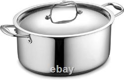 Cocotte ovale hybride antiadhésive de 6,5 quarts avec couvercle en acier inoxydable, reste frais au toucher