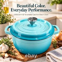 Cocotte ronde en fonte émaillée COOLIZA de 4 qt avec couvercle