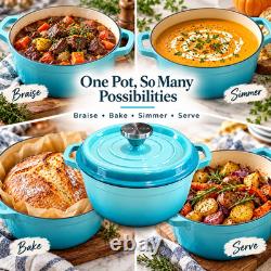 Cocotte ronde en fonte émaillée COOLIZA de 4 qt avec couvercle
