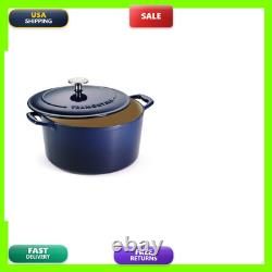 Cocotte ronde en fonte émaillée Tramontina avec couvercle, 6,5 pintes, bleue