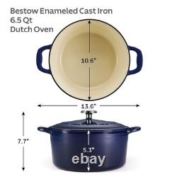 Cocotte ronde en fonte émaillée Tramontina avec couvercle, 6,5 pintes, bleue