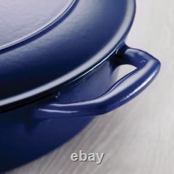 Cocotte ronde en fonte émaillée Tramontina avec couvercle, 6,5 pintes, bleue