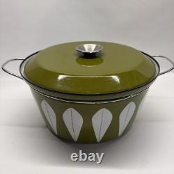 Cocotte vintage Catherine Holm de Norvège en émail Avocado White Lotus 12,5 avec couvercle