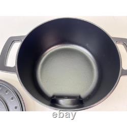 Combekk Cocotte Rails Noire en Fonte Rôtissoire Couvercle Thermomètre 24cm EUC
